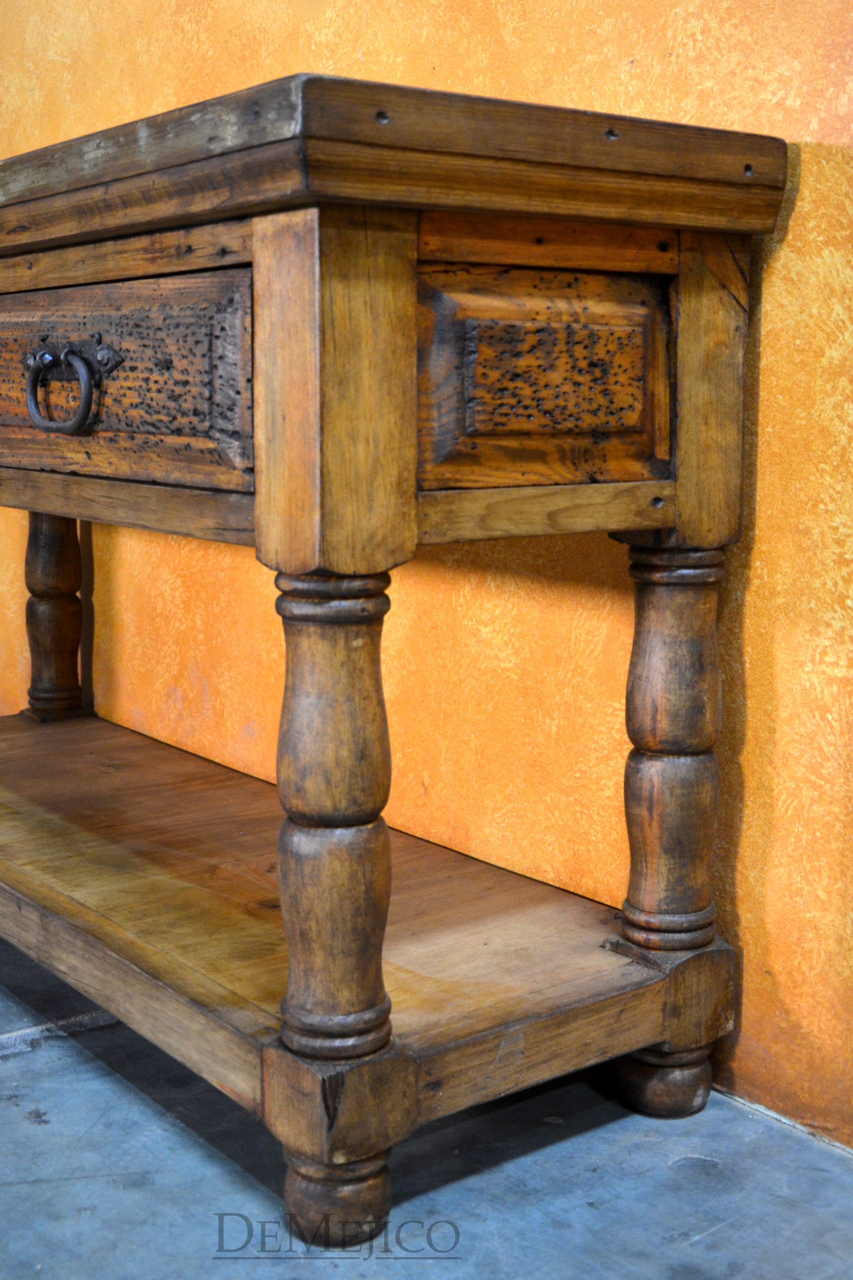 Old Wood Consola Misión, Spanish Console Table - Demejico