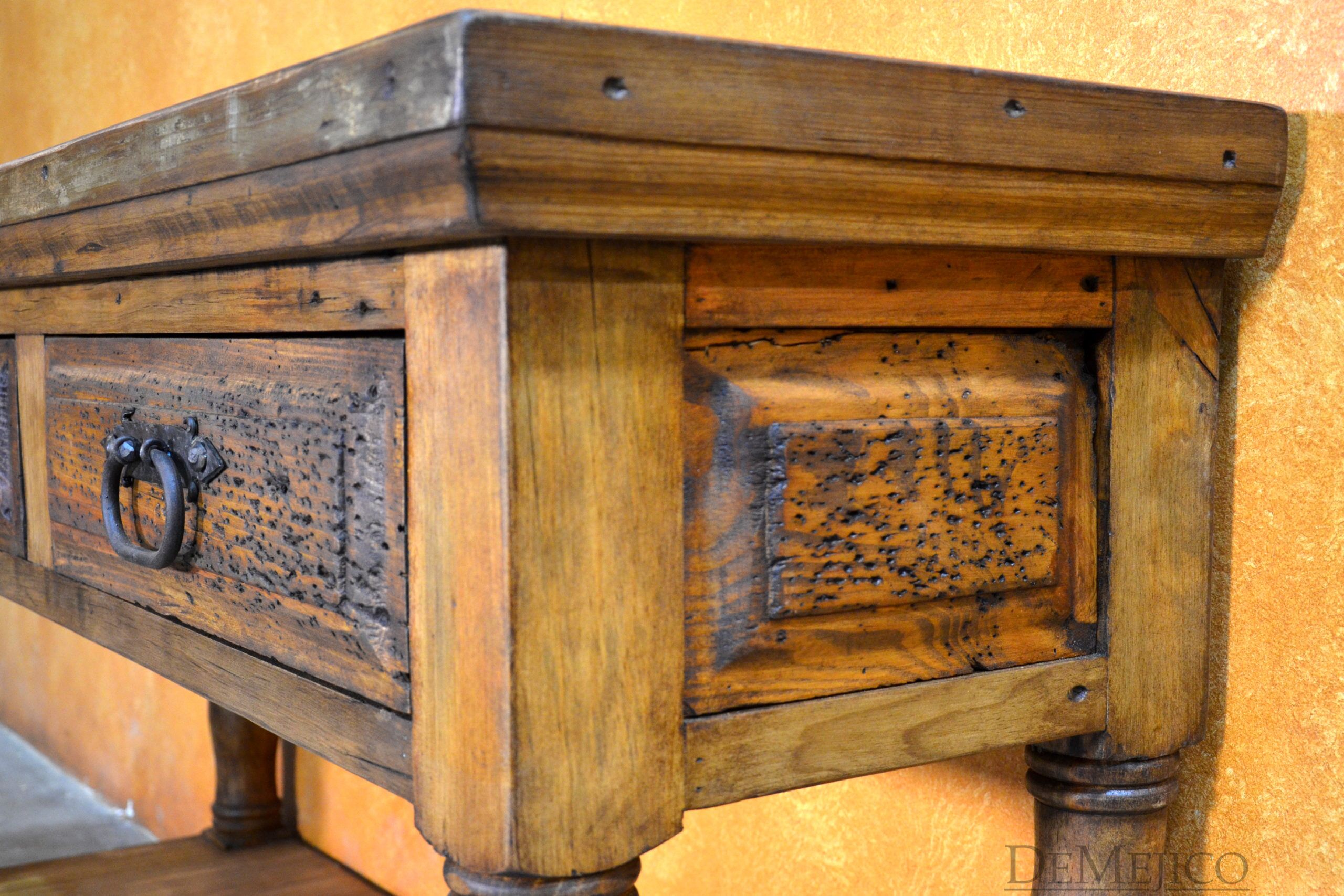 Old Wood Consola Misión, Spanish Console Table - Demejico