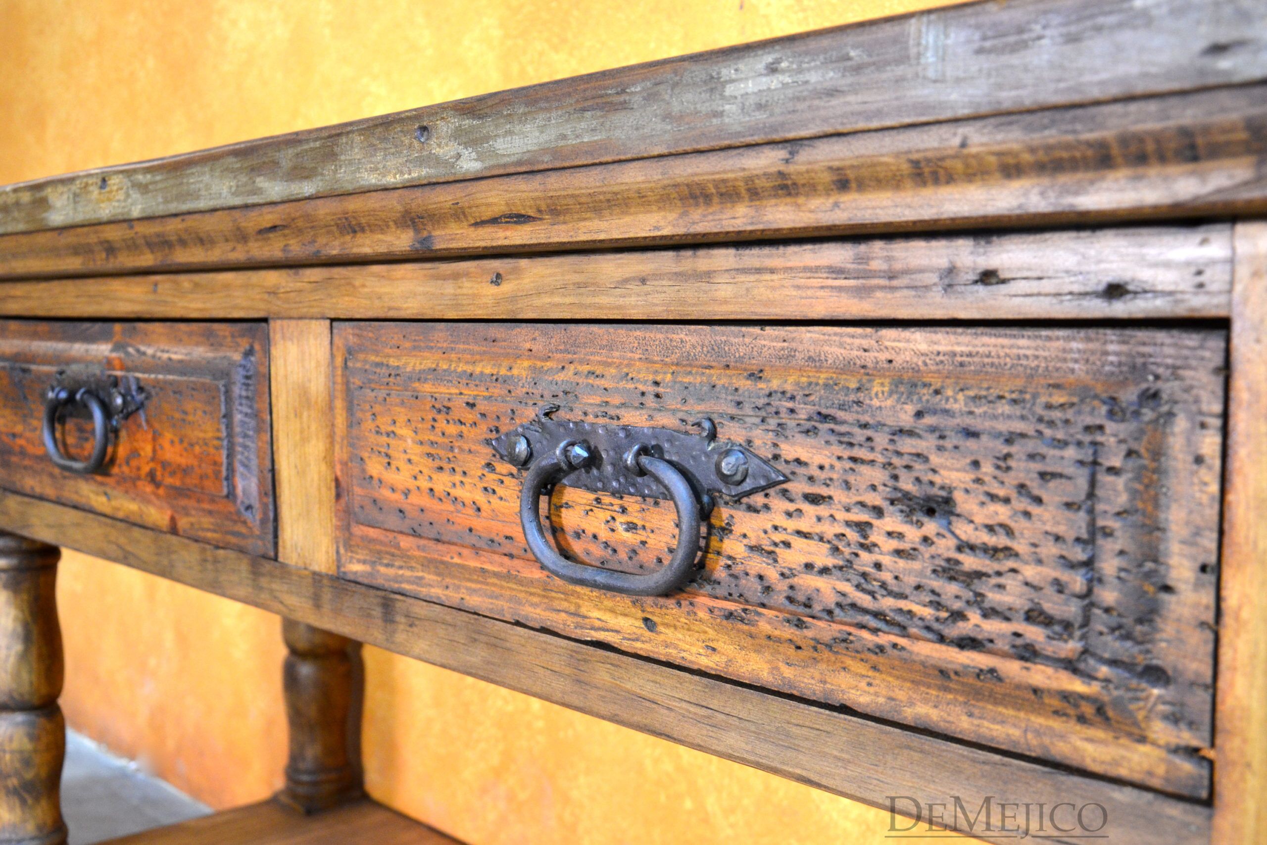 Old Wood Consola Misión, Spanish Console Table - Demejico