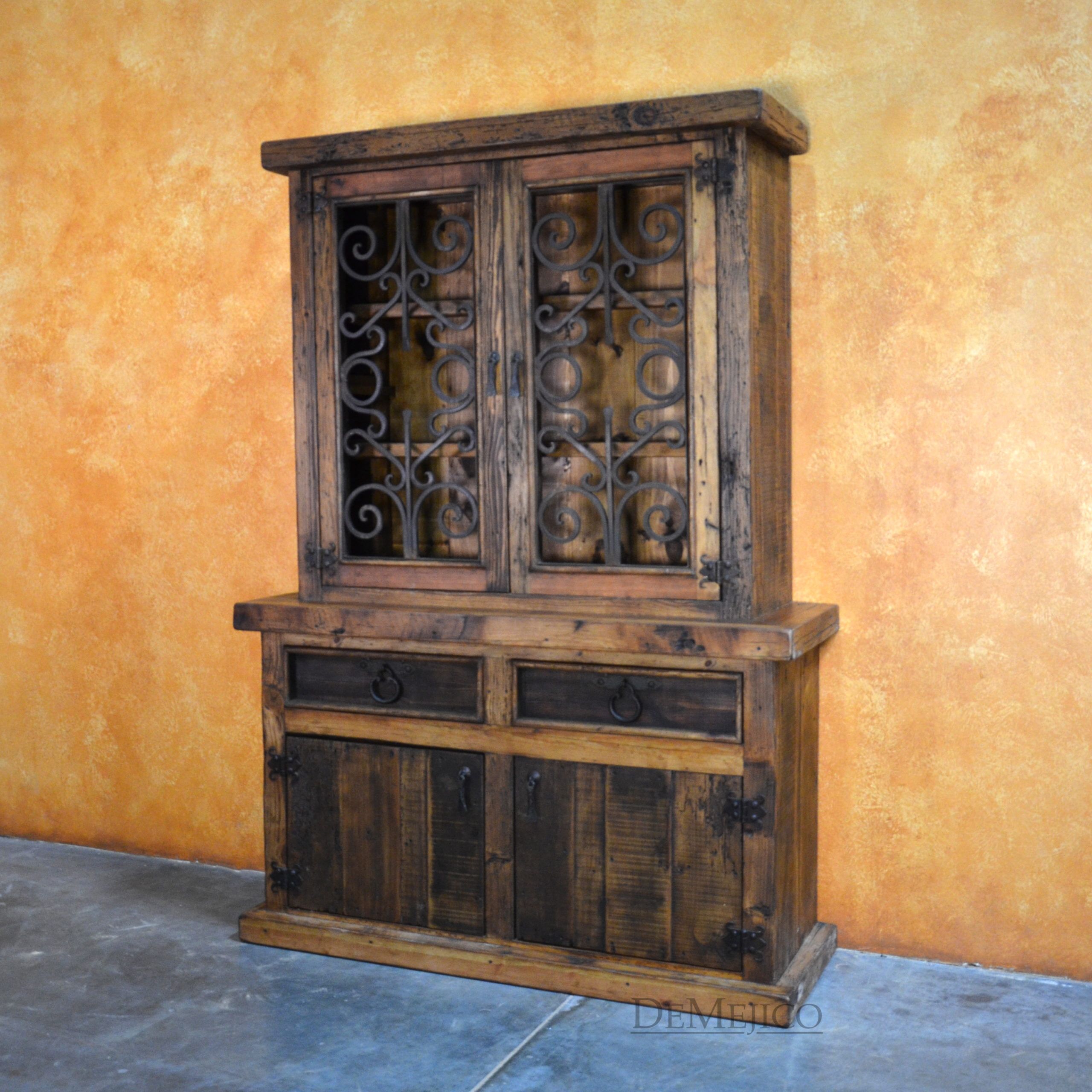 Old World Style Spanish Storage Hutch, Cantina Antigua Hutch - Demejico