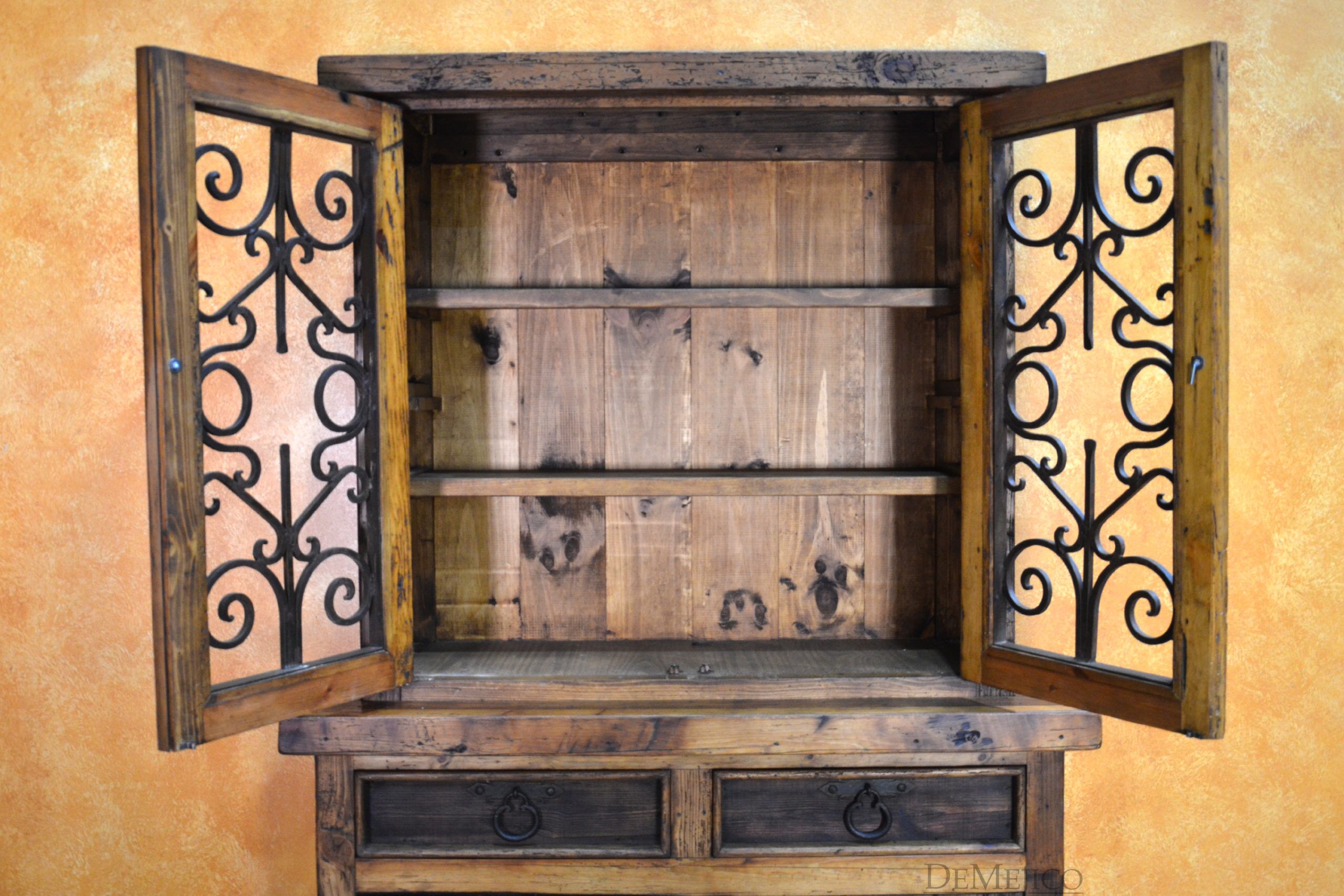 Old World Style Spanish Storage Hutch, Cantina Antigua Hutch - Demejico