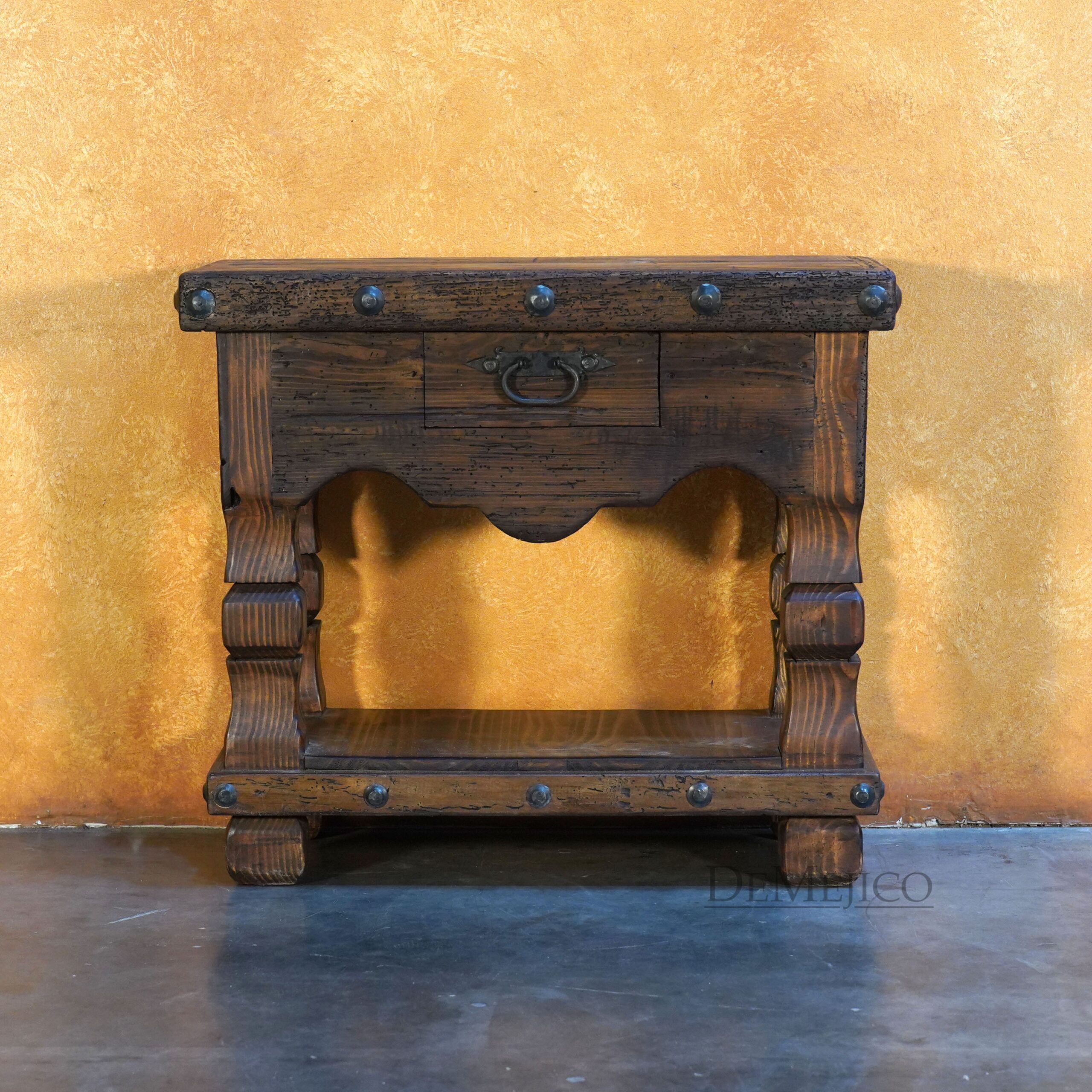 Small Rustic Console Table, Mexican Console Table - Demejico