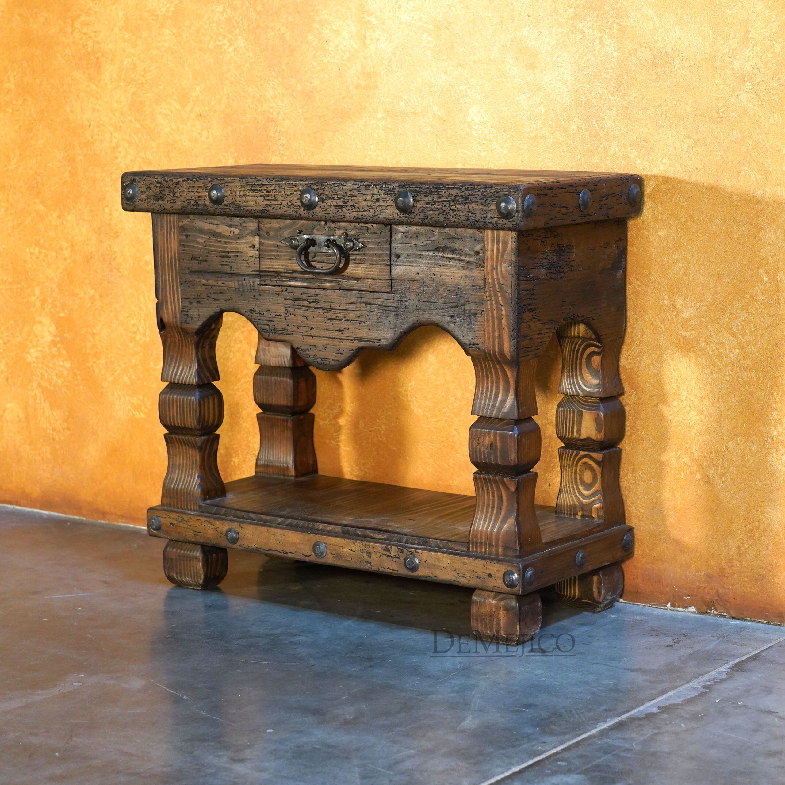 Small Rustic Console Table, Mexican Console Table - Demejico