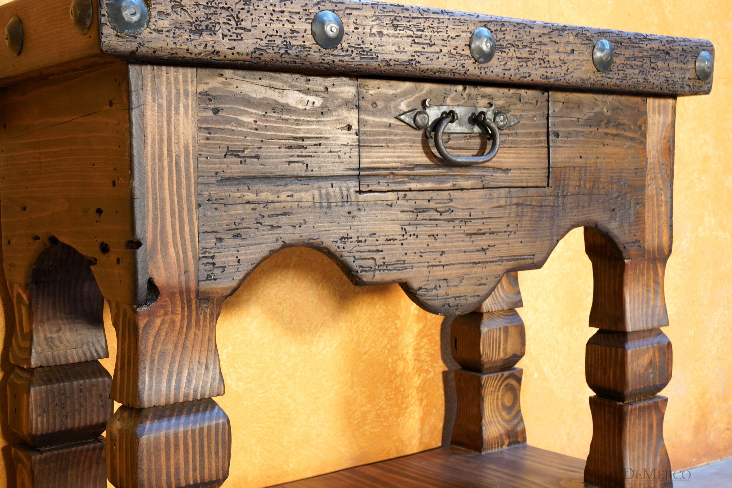 Small Rustic Console Table, Mexican Console Table - Demejico