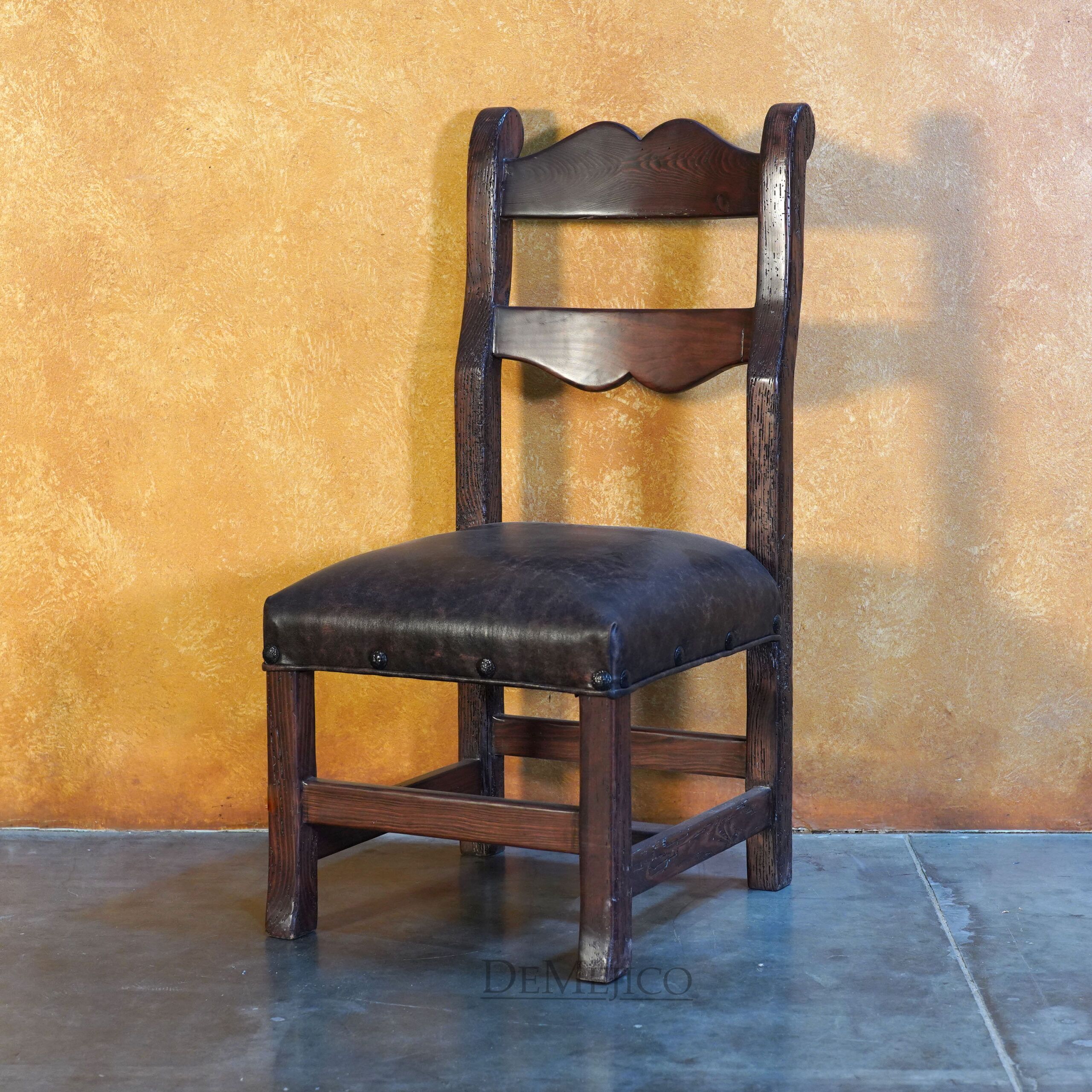 Old Wood Silla Circa Ladder Chair, Hacienda Style Chair, Mexican Dining Chair
