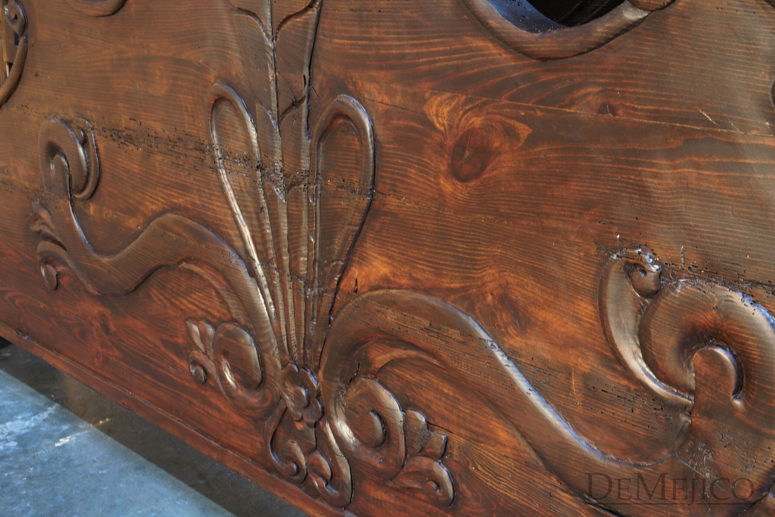 Spanish Conquista Hand Carved Bed, Spanish Colonial Bed - Demejico