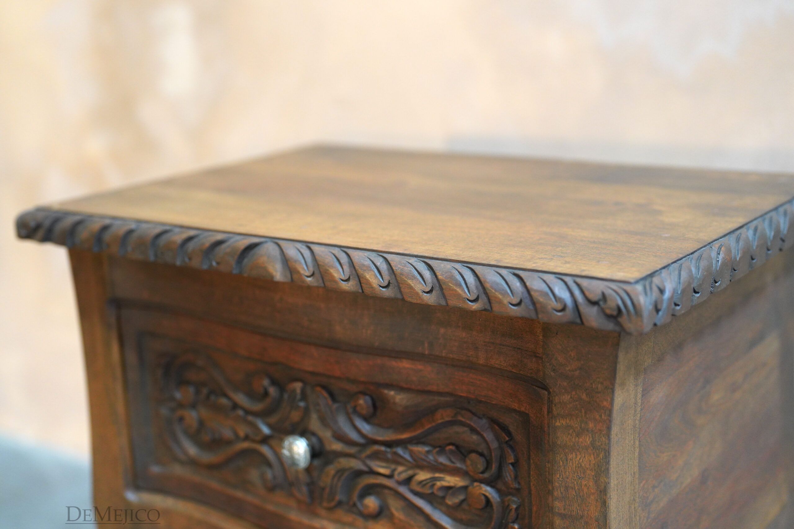 Buro Santa Barbara, Spanish Carved Nightstand, Spanish Nightstand