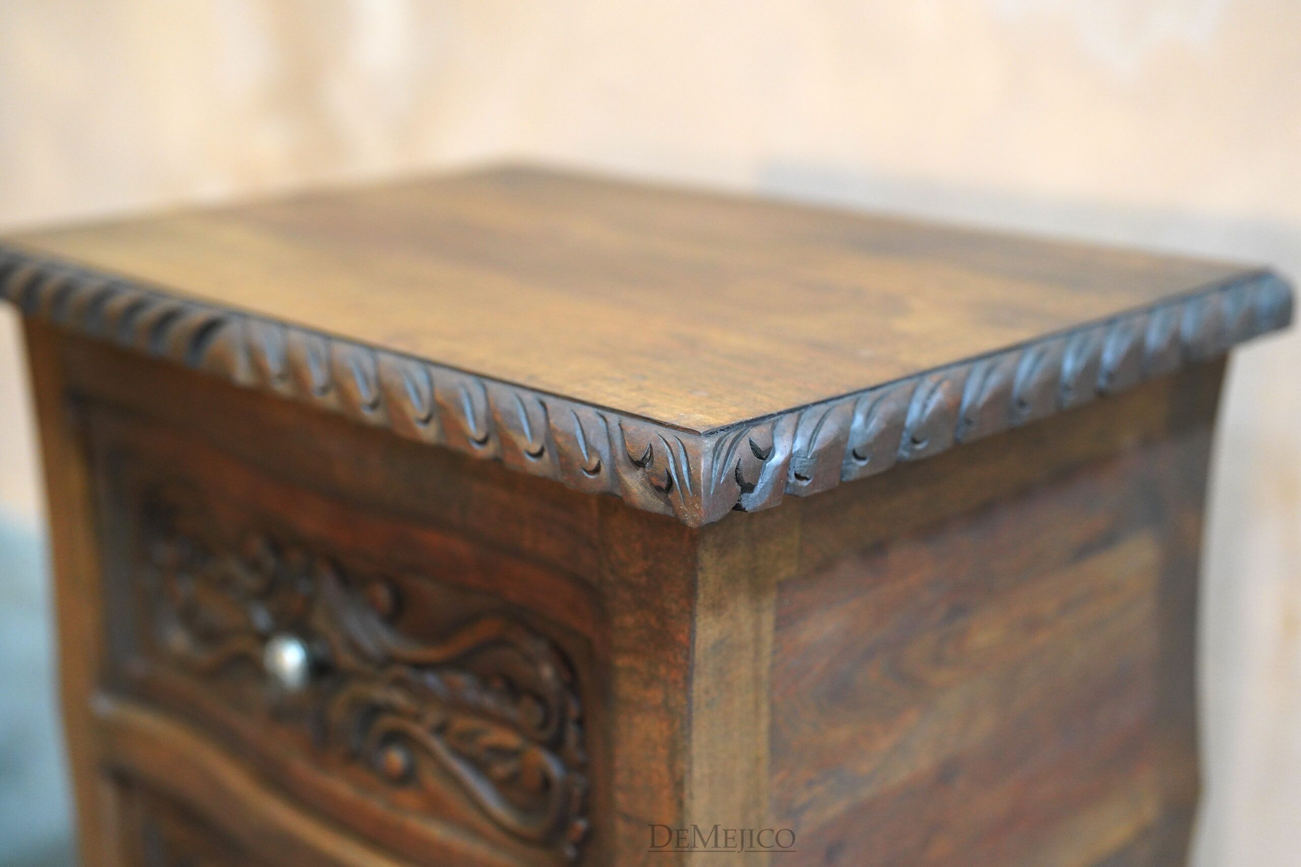 Buro Santa Barbara, Spanish Carved Nightstand, Spanish Nightstand